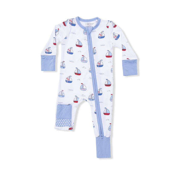 Bubbly Sailboats Blue Romper 6-12 Months