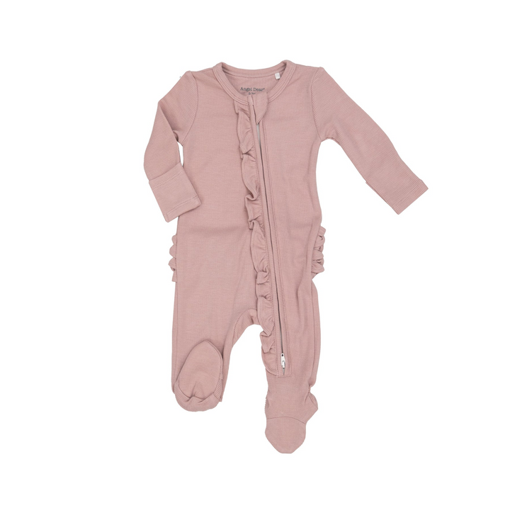 Rib Silver Pink Footie