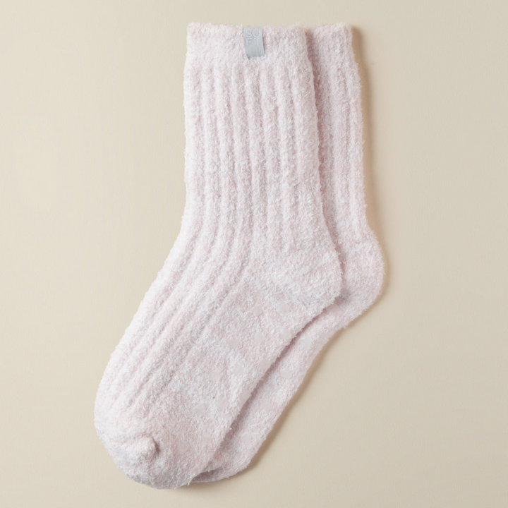 Marshmallow Crew Socks - Heather Blush Pink