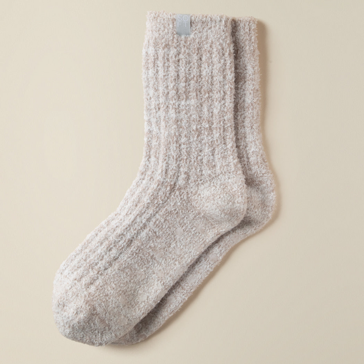 Marshmallow Crew Socks - Heather Coco
