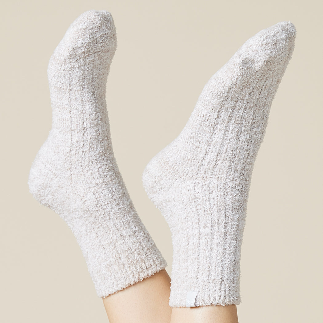 Marshmallow Crew Socks - Heather Coco