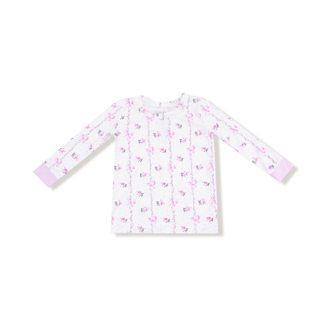 Dainty Buds And Bows Stripe Loungewear Set