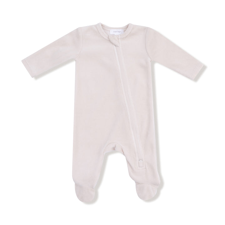 Velour Teddy Bear Oatmilk Footie