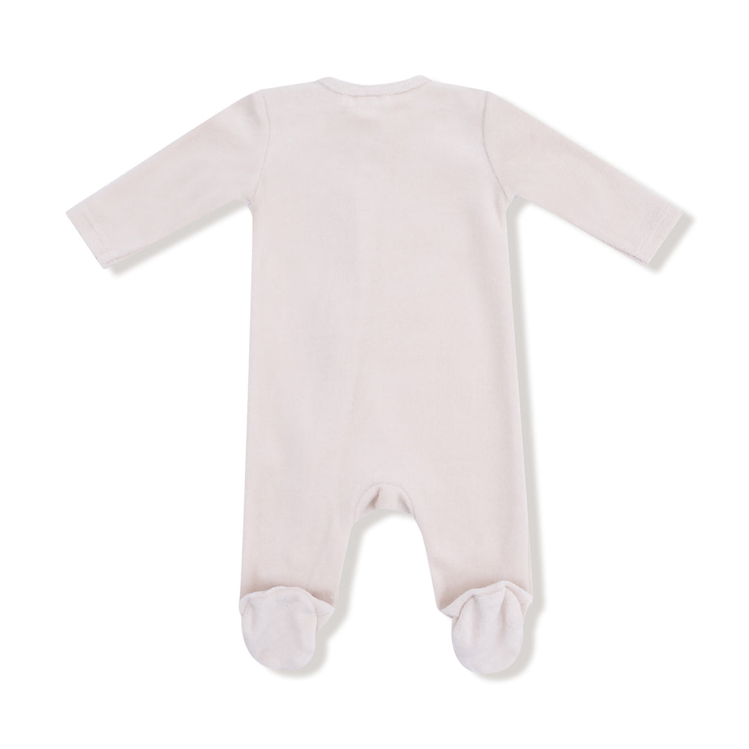 Velour Teddy Bear Oatmilk Footie