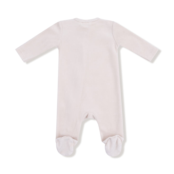 Velour Teddy Bear Oatmilk Footie