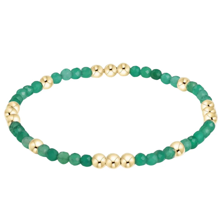 Worthy Pattern 3mm Bead Bracelet - Green Onyx