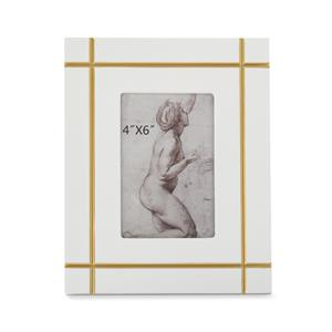10.75 Inch Gold Inlay White Photo Frame (4x6)
