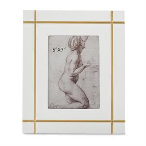 11.75 Inch Gold Inlay White Photo Frame (5x7)