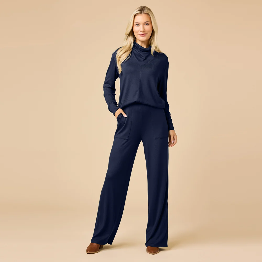 Dream Cowl Neck Lounge Set - Midnight (Medium)