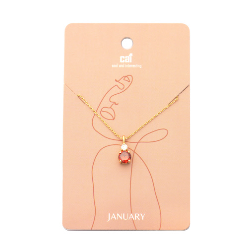 January - Gold Garnet Duo Sparkling Birthstone Necklace