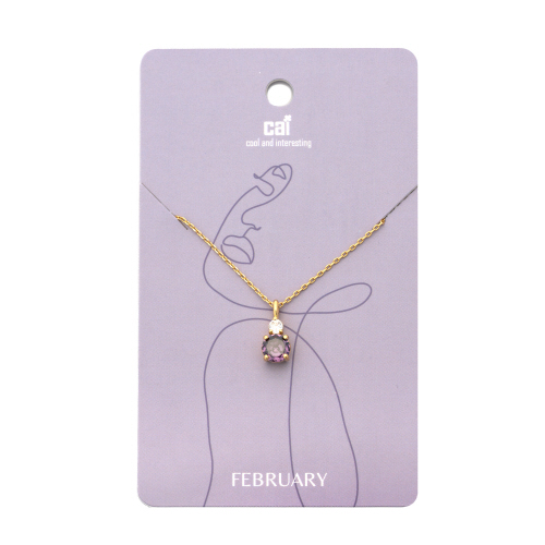 February - Gold Amethyst Duo Sparkling Birthstone Necklace