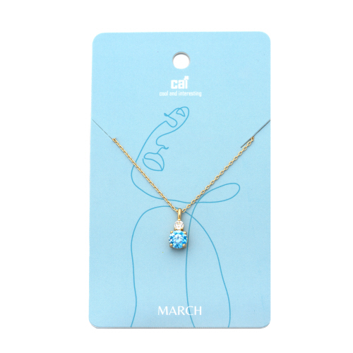 March - Gold Aqua Duo Sparkling Birthstone Necklace