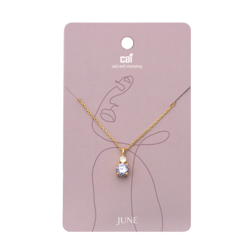 June - Gold Light Amethyst Duo Sparkling Birthstone Necklace