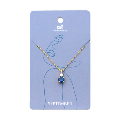 September - Gold Sapphire Duo Sparkling Birthstone Necklace