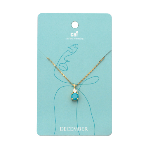 December - Gold Turquoise Duo Sparkling Birthstone Necklace