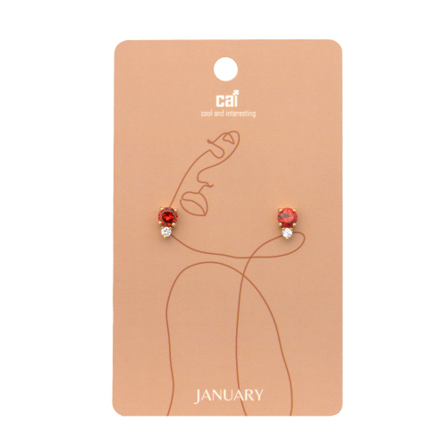 January - Gold Garnet Duo Sparkling Birthstone Earrings