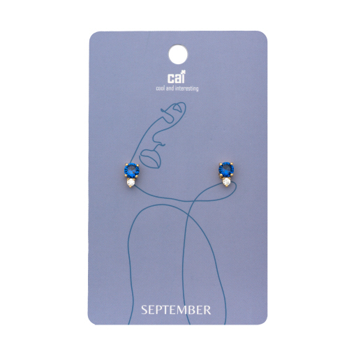 September - Gold Sapphire Duo Sparkling Birthstone Earrings