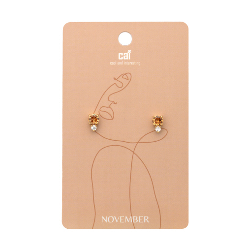 November - Gold Topaz Duo Sparkling Birthstone Earrings