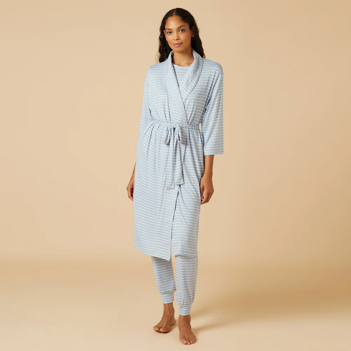 Dream Shawl Collar Robe - Sky Blue Stripe (L/XL)