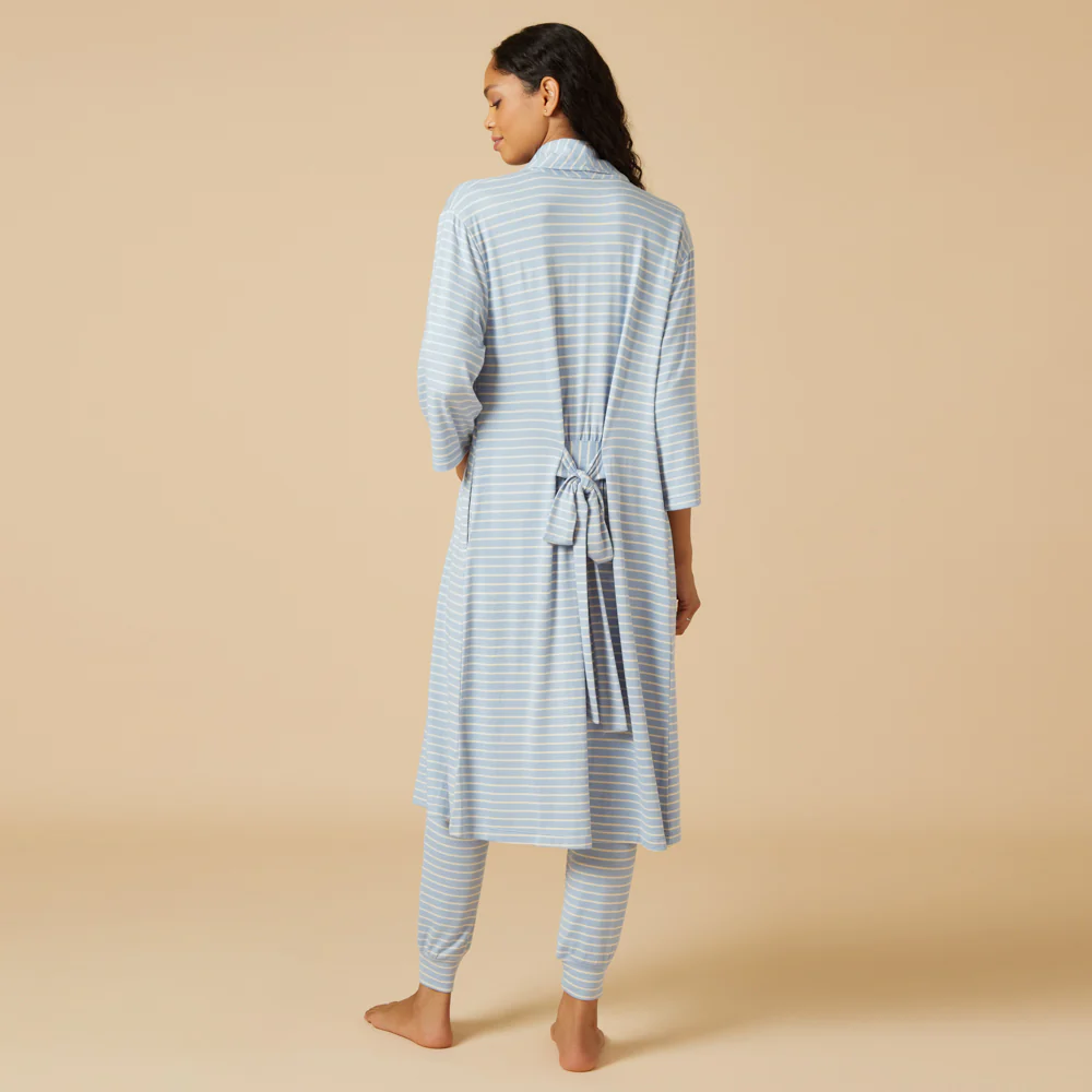 Dream Shawl Collar Robe - Sky Blue Stripe (L/XL)