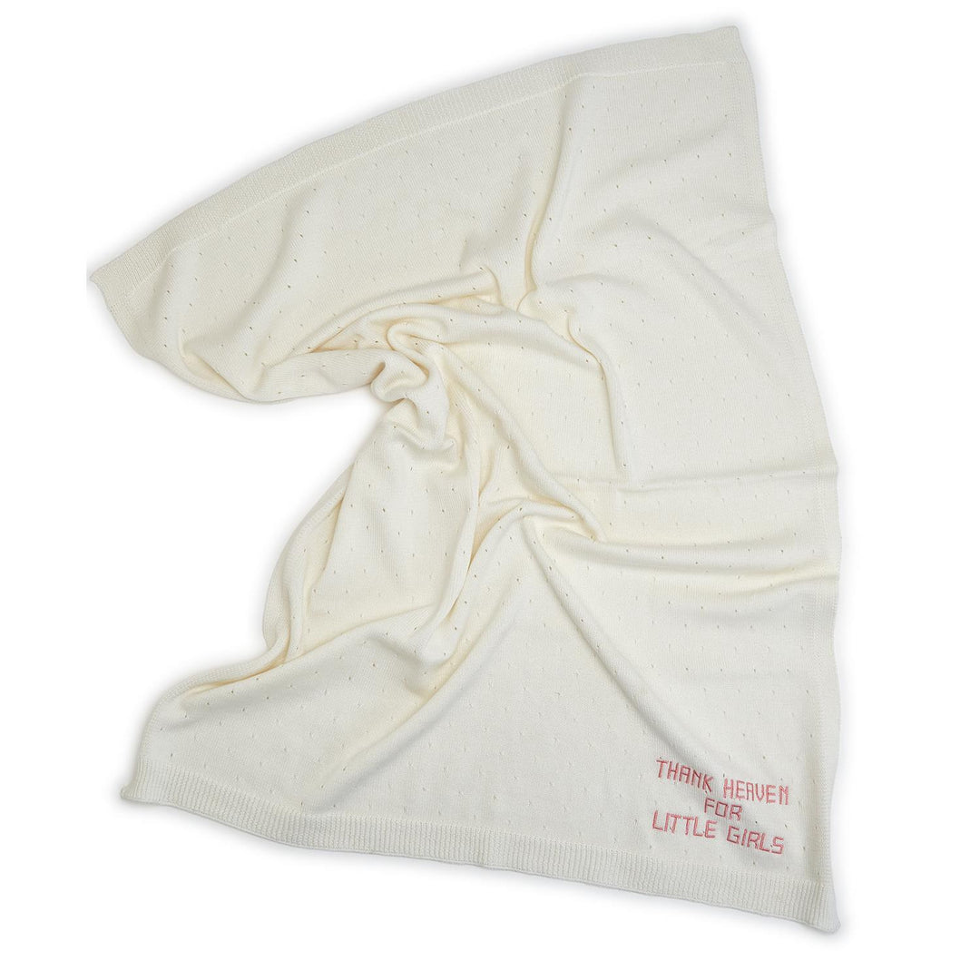 Thank Heaven Embroidered Knit Blanket