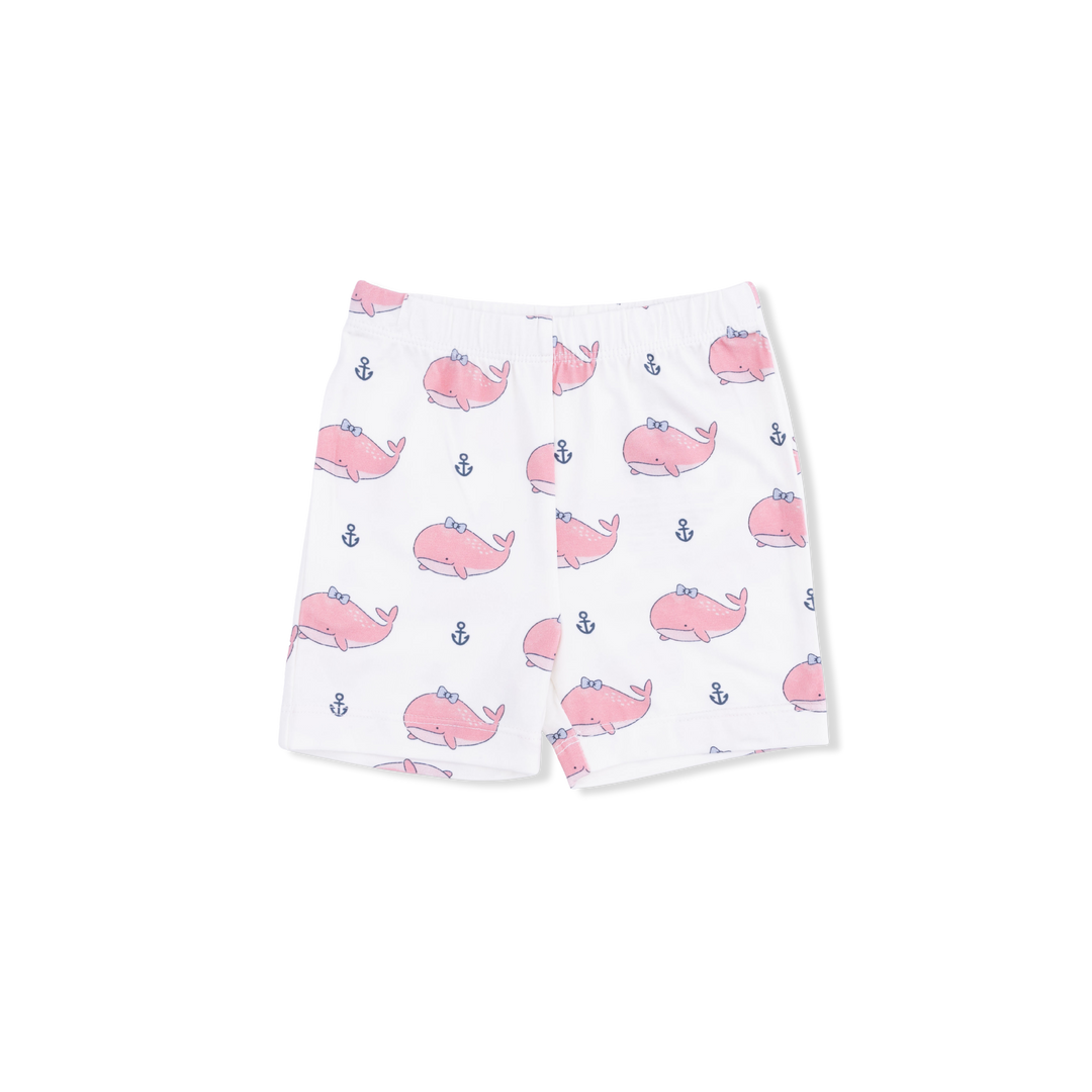 Bubbly Whale With Bow Pink Short Set