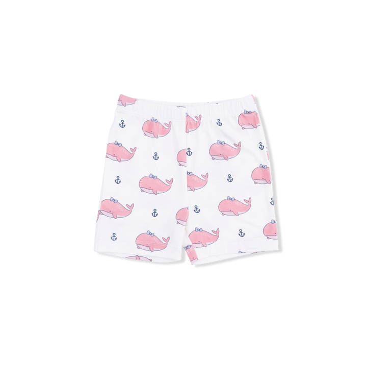 Bubbly Whale With Bow Pink Short Set