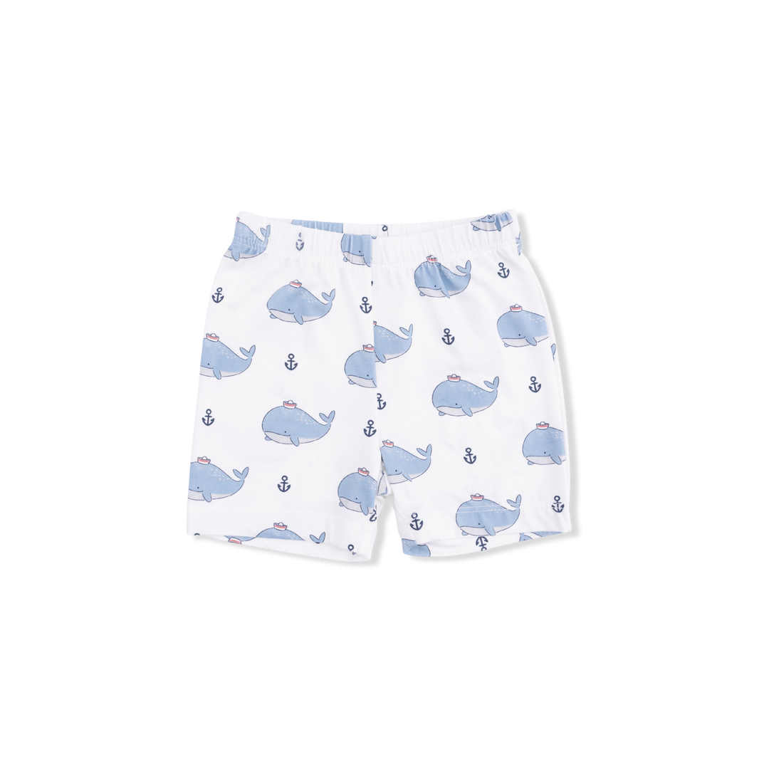 Bubbly Sailor Whales Blue Short Set