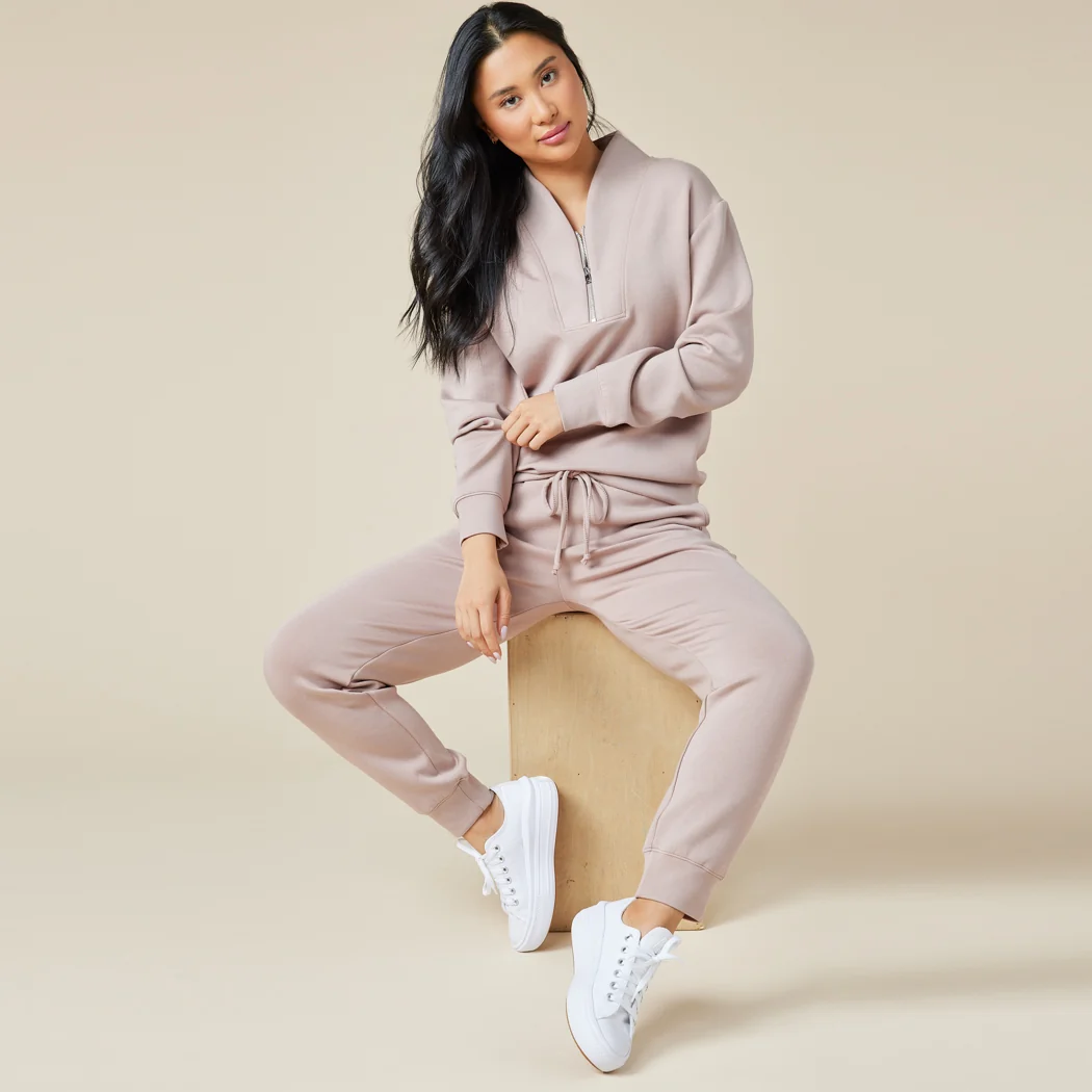 DreamTech ¼ Zip Jogger Set - Coco (Medium)