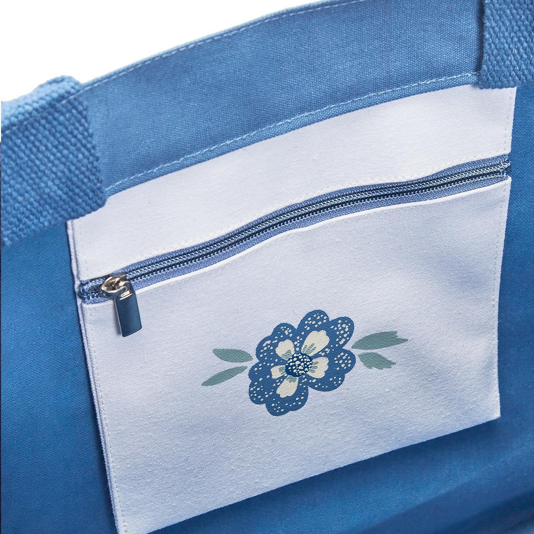 Blue Floral Tote Bag