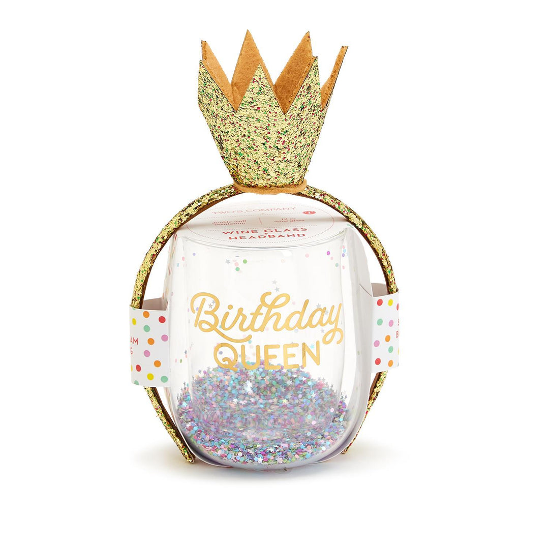 Birthday Queen Stemless Wine Glass and Crown