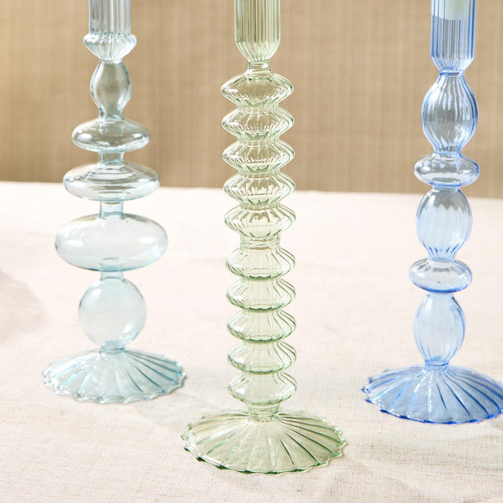Blue Glass Candleholders