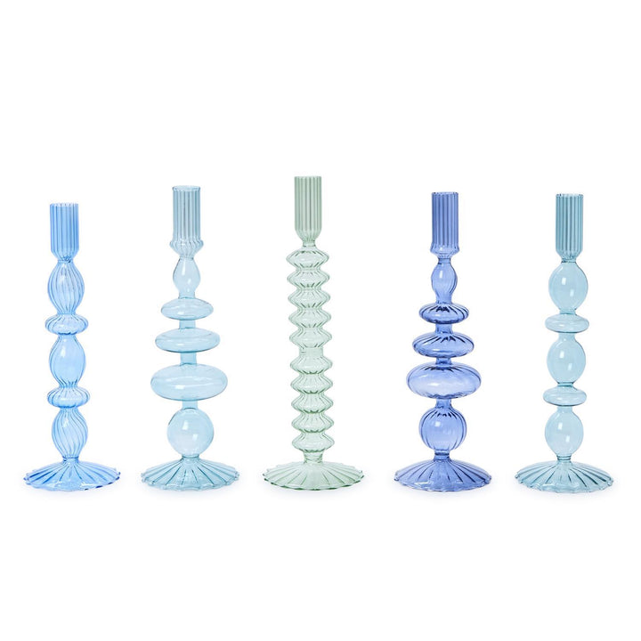 Blue Glass Candleholders