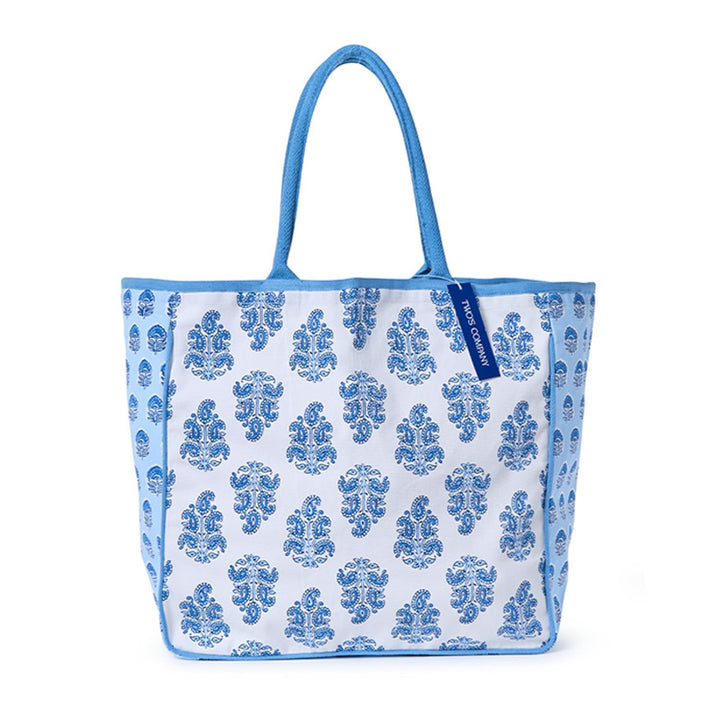 Blue Block Printed Tote Bag