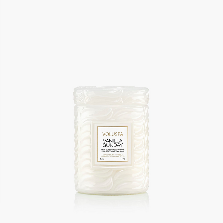 Vanilla Sunday - 5.5 Oz Embossed Glass Jar Candle With Lid