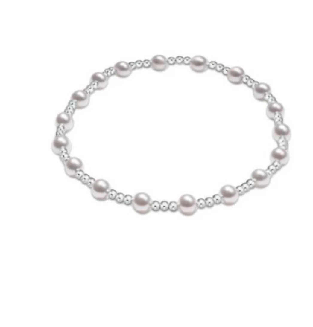 Classic Grateful Pattern Sterling 4mm Bead Bracelet - Pearl