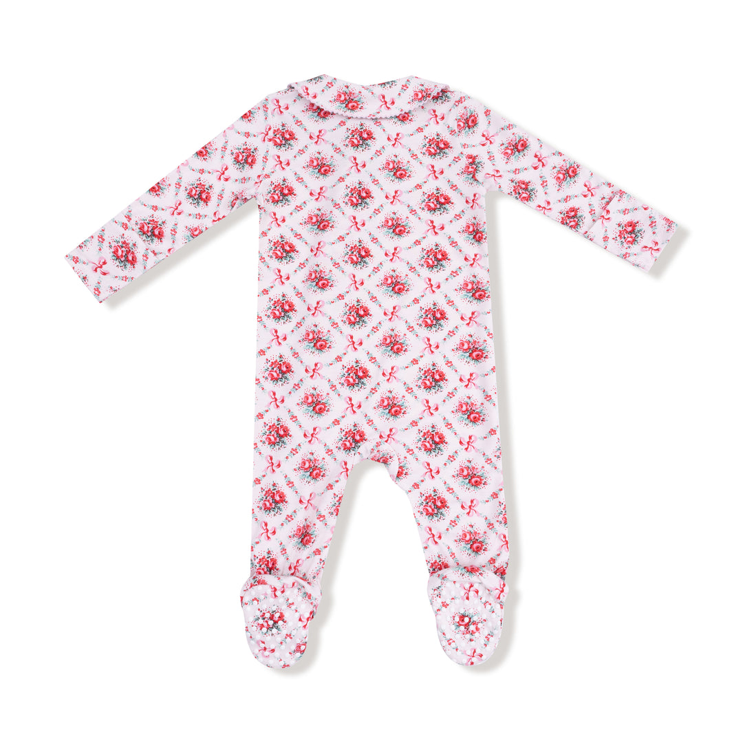 Rose Bow Lattice 2 Way Zipper Footie