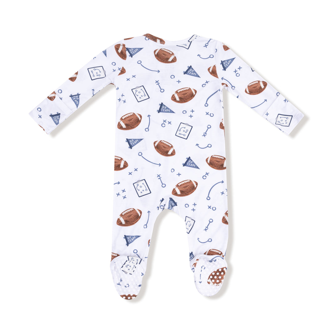 Touchdown Time Navy 2 Way Zipper Footie