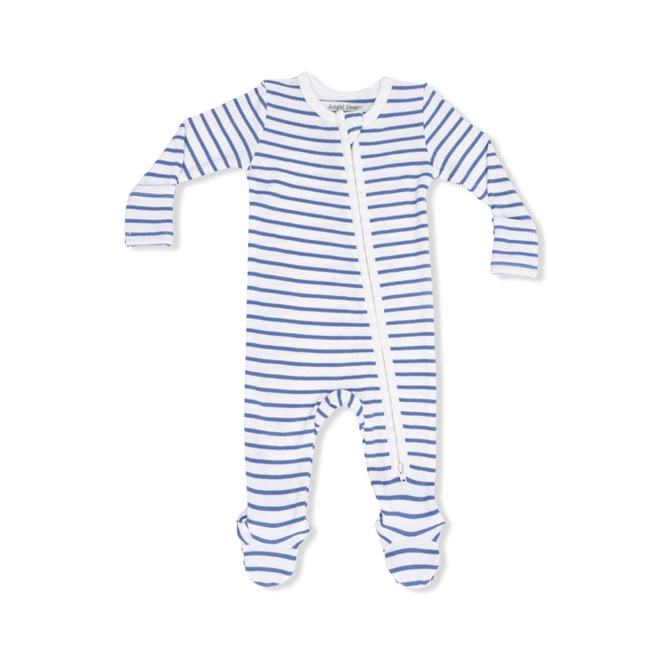 Navy Stripe 2 Way Zipper Footie