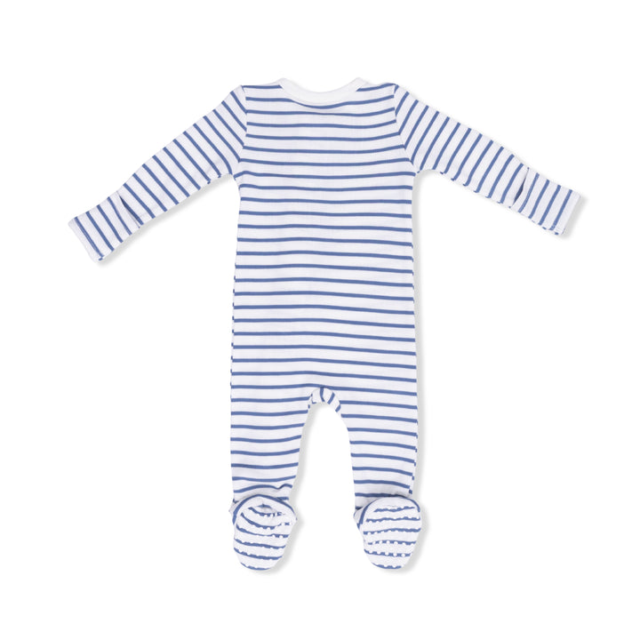 Navy Stripe 2 Way Zipper Footie