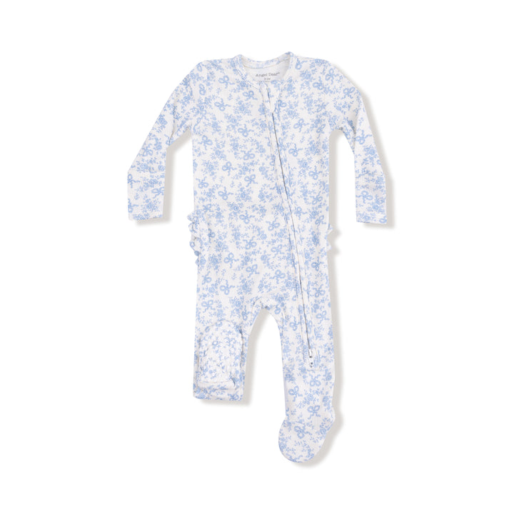Romi Floral Ruffle Back Zipper Footie