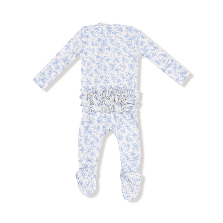 Romi Floral Ruffle Back Zipper Footie