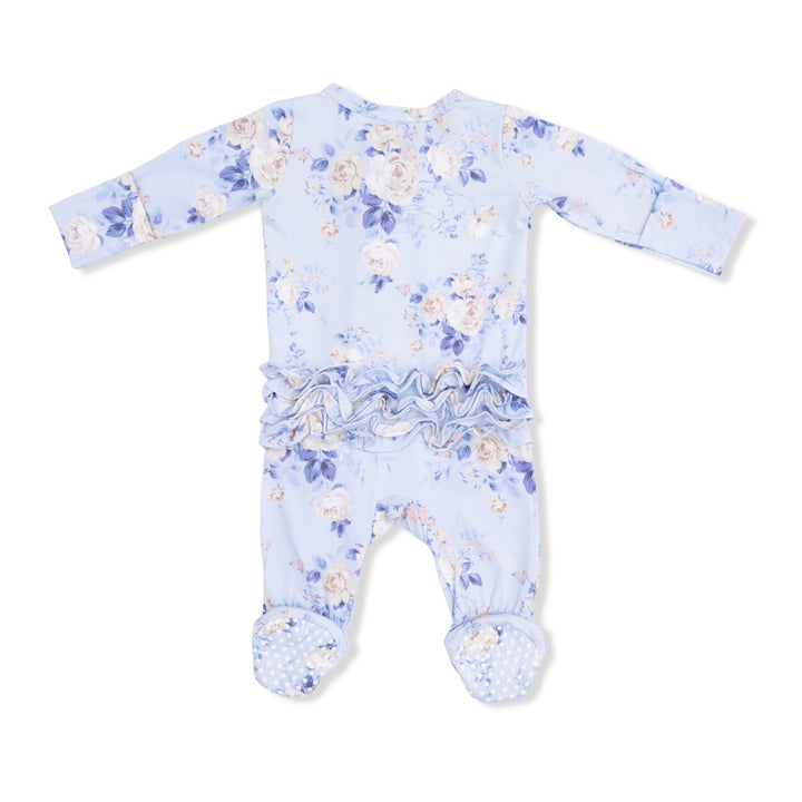 Ashley Rose Floral 2 Way Ruffle Back Zipper Footie