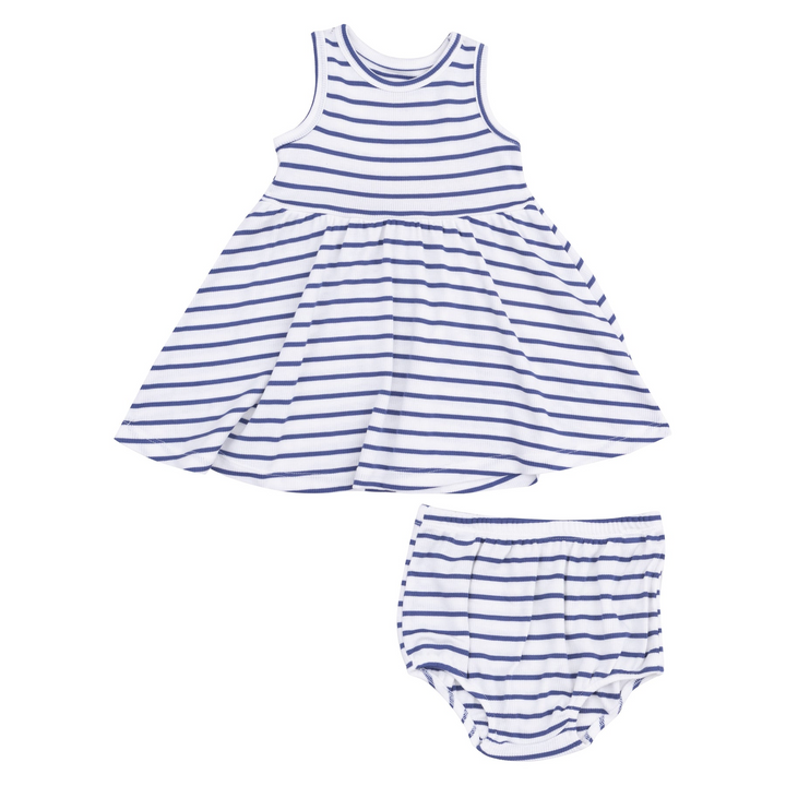 Stripe Vintage Blue Tank Dress And Bloomer