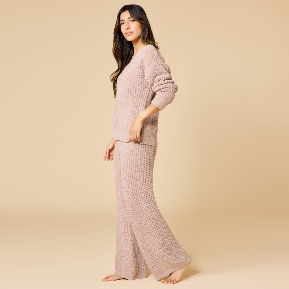 Waffle Marshmallow V-Neck with Long Pant - Coco (Large)