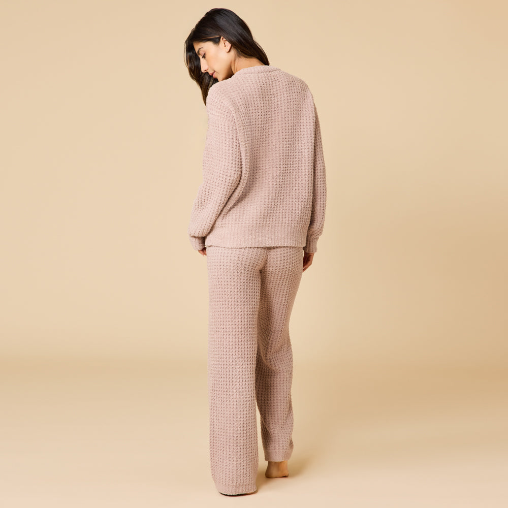 Waffle Marshmallow V-Neck with Long Pant - Coco (Large)