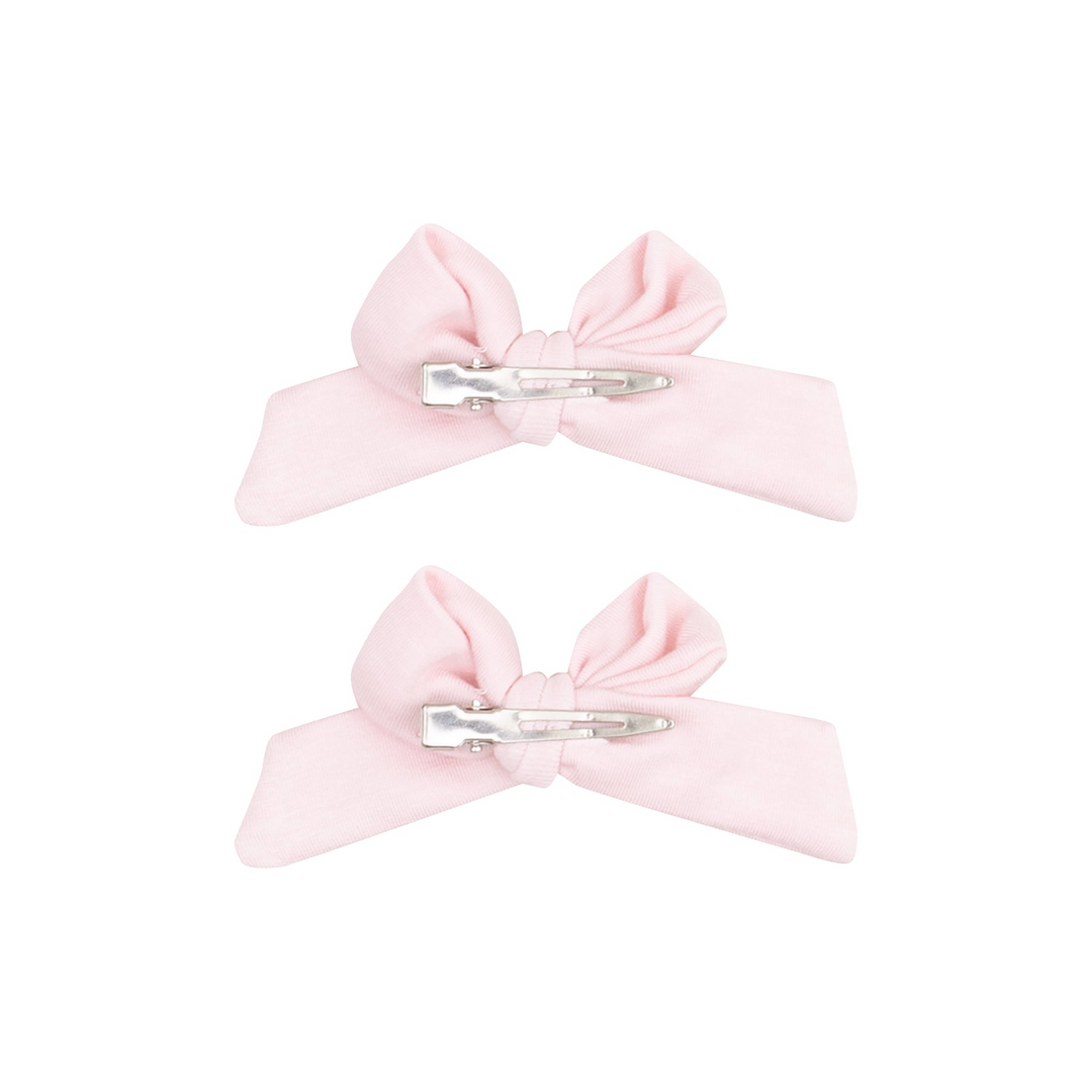 Solid Classic Pink 2 Pack Hair Bow with Clip