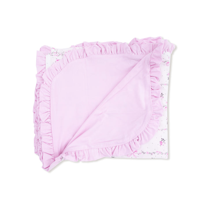 Dainty Buds And Bows Stripe - Ruffle Blanket