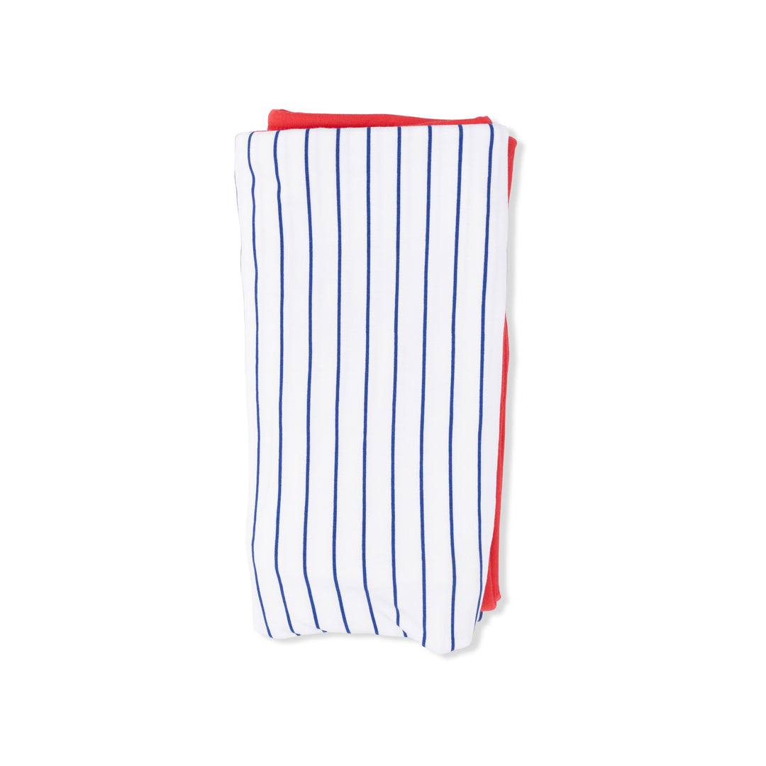 Baseball Stripe 2 Ply Blanket With Binding