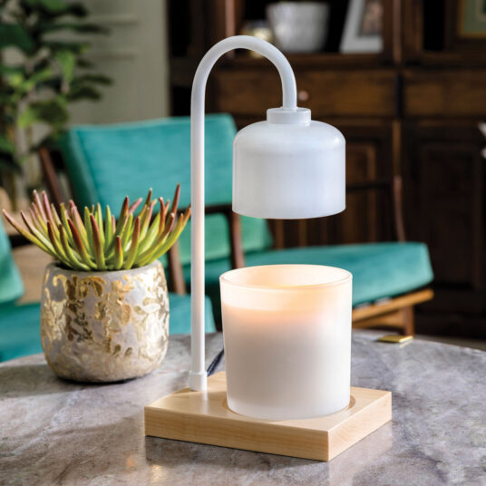 Arched Candle Warmer Lamp - White & Wood